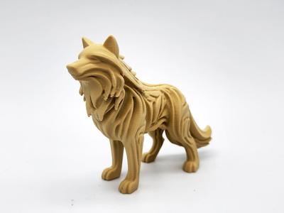 Wood-Carved Wolf Sculpture