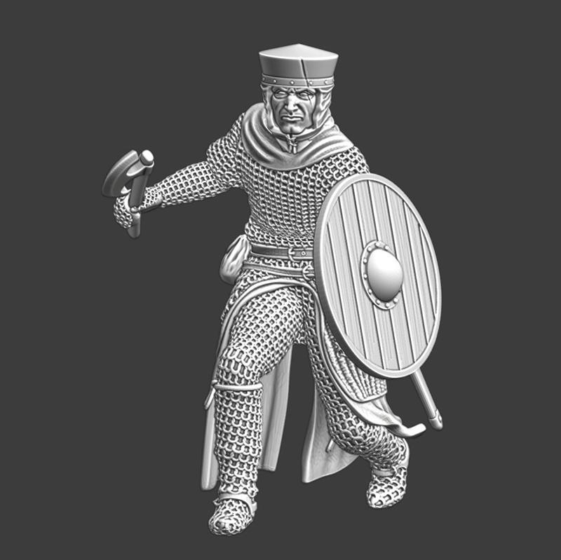 Medieval infantryman with axe - advancing