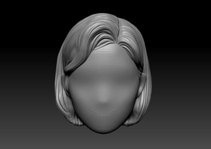 12inch size Hottoys figure style printable hair for 3d print 002