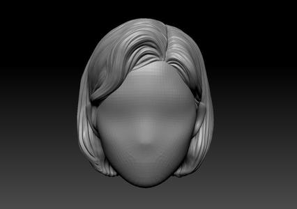 12inch size Hottoys figure style printable hair for 3d print 002