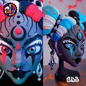 DARK GOTHIC GIRL MASK STL AND 3MF WITHOUT BRACKETS