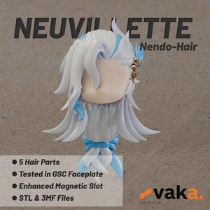 Neuvillette Genshin Long Wavy Hair for Nendoroid 3D Model