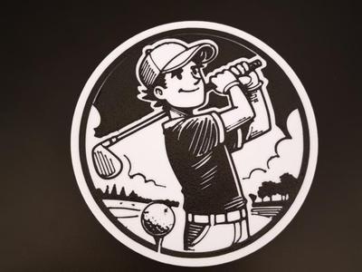 Golf swing cartoon coaster