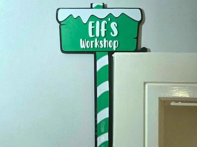 Elf's Workshop Door Corner Sign 