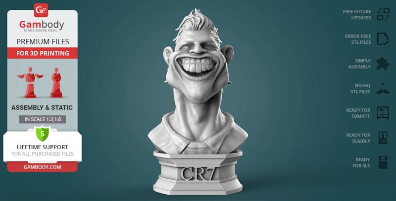 Ronaldo Caricature Bust 3D Printing Figurine | Static