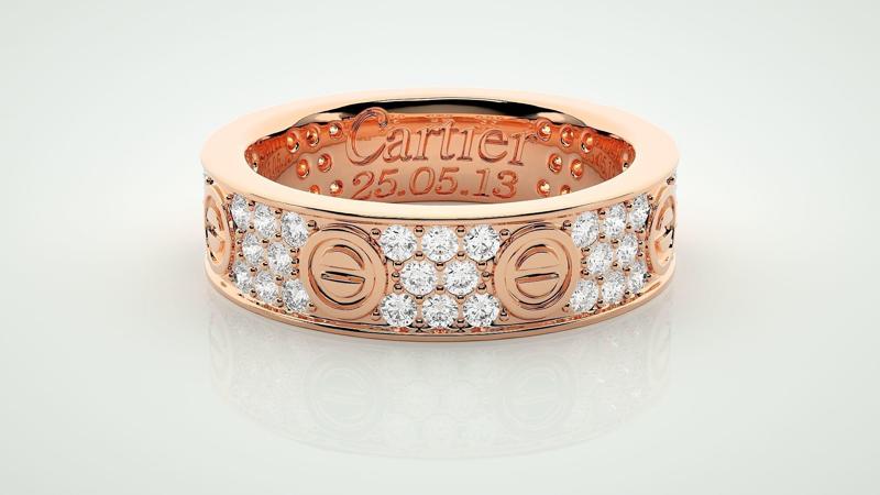 Screw Head Eternity Band Diamond Ring 3dm stl render detail