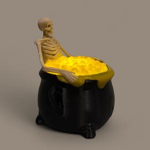 Rest in Brew Witches Cauldron - Skeleton Spa - Tea Light Halloween Decor 