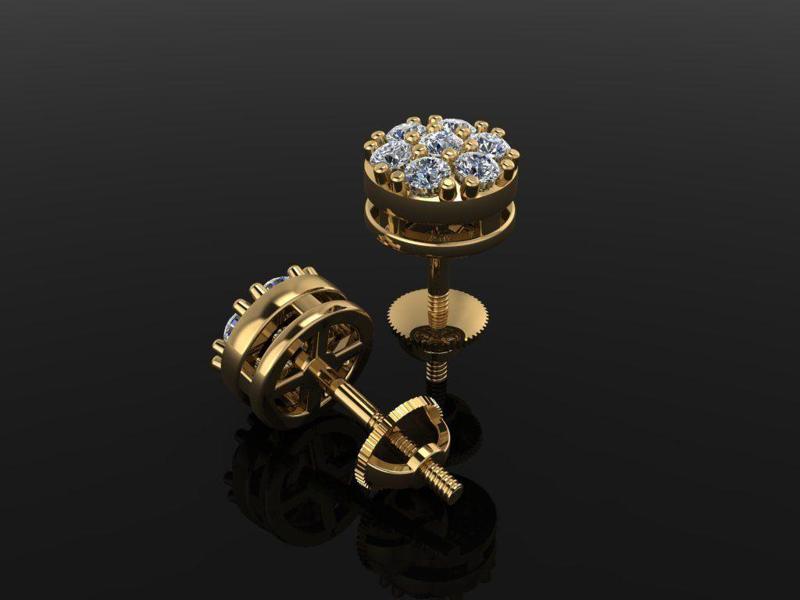 CLUSTER ROUND DOME EARRING 2MM