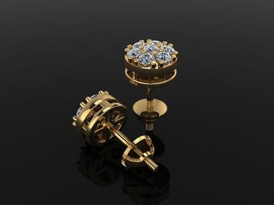 CLUSTER ROUND DOME EARRING 2MM
