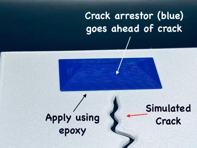 Refrigerator Tray or Shelf Crack Arrestor   