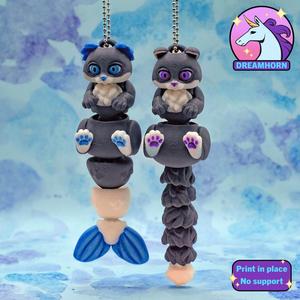 🐱💦Floppy-Eared Mermaid Kitty + Basic Kitty - keychain flexi