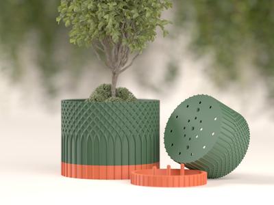 Plant Pot With Drip Tray. Gothic Planter Design