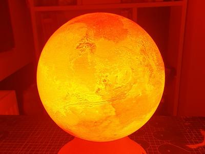 Planet Lamp -- Mars -- 3D Print Ready Night Light