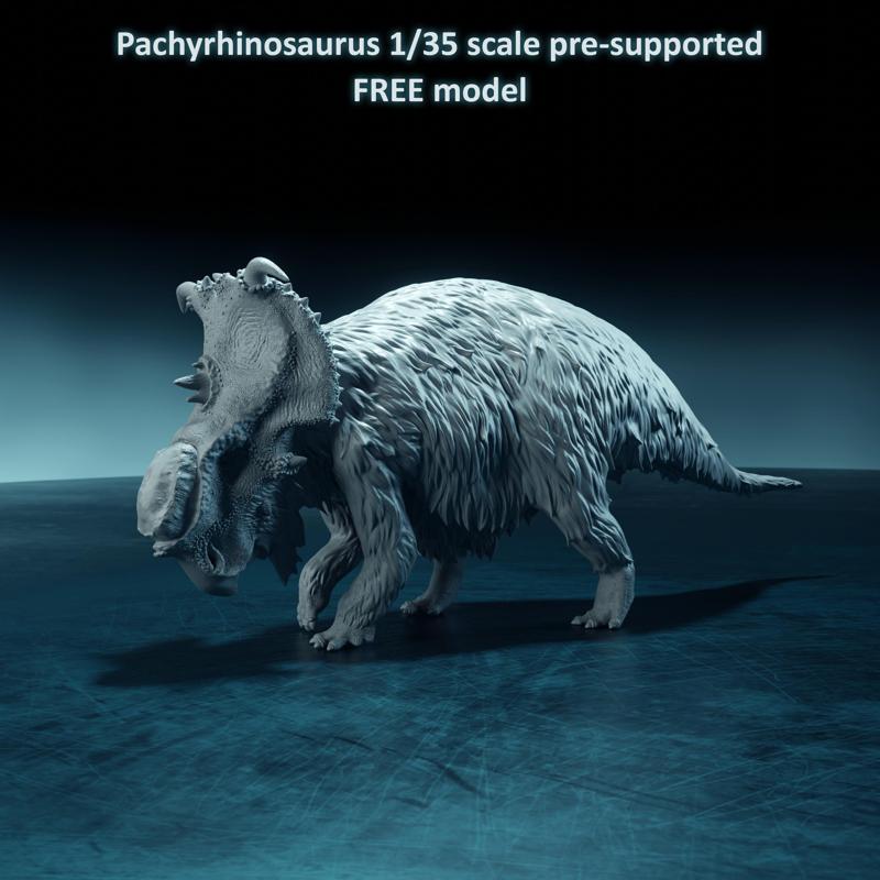 Pachyrhinosaurus walking 1-35 scale pre-supported dinosaur FREE model