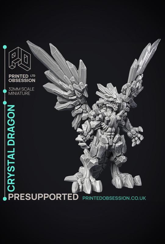 Crystal Dragon - Large Dragon - PRESUPPORTED - Hell Hath No Fury - 32mm Scale