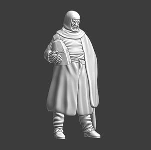 Medieval brother knight - resting with great helmet