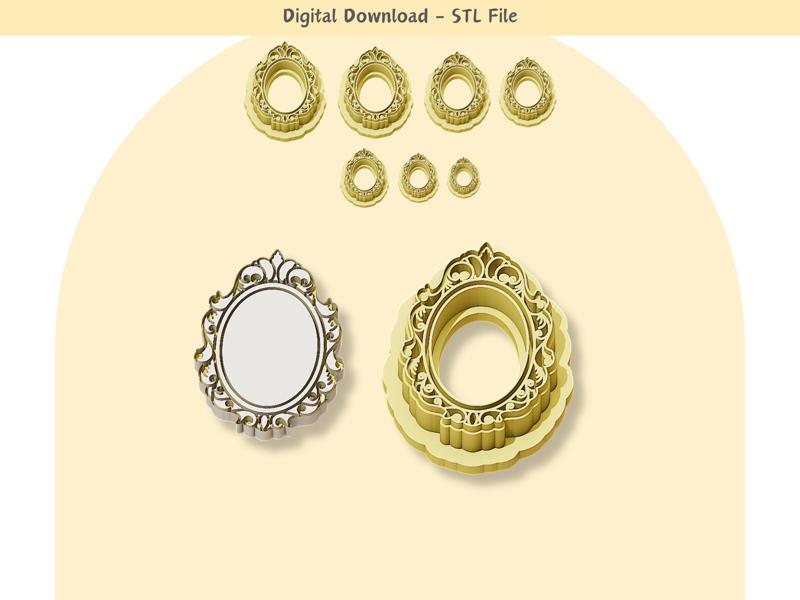 Abstract Vintage Frame 04 Clay Cutter for Polymer Clay | Digital STL File | Clay Tools | 7 Sizes