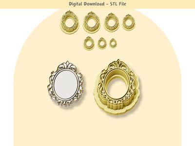 Abstract Vintage Frame 04 Clay Cutter for Polymer Clay | Digital STL File | Clay Tools | 7 Sizes