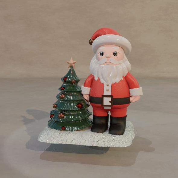 Santa Claus and the Christmas tree