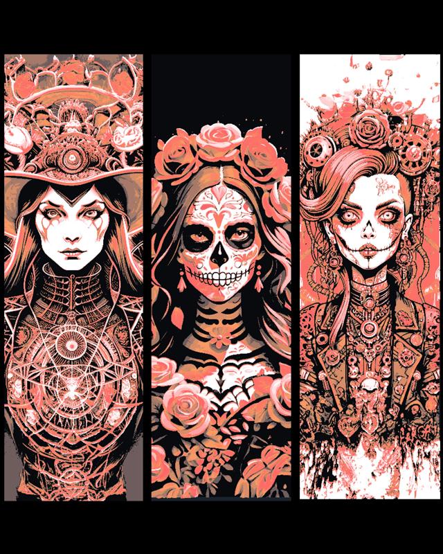 The Masks and Faces of Halloween and the Season - Set of Bookmarks