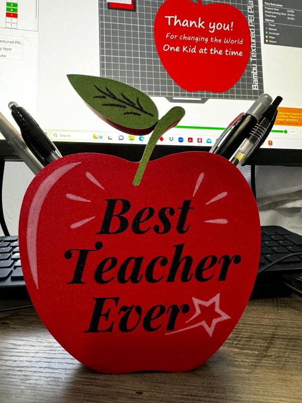 Apple Pen Holder Teacher's Desk