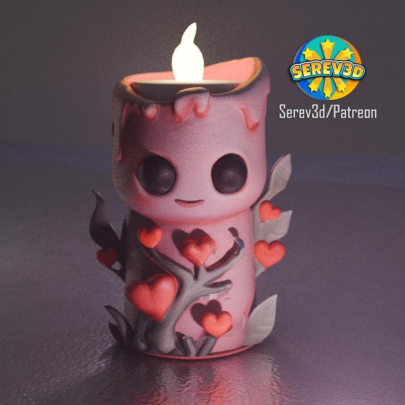 Cute Valentines Candle (With Hidden Note Space) - 3D print STL and 3MF file