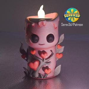 Cute Valentines Candle (With Hidden Note Space) - 3D print STL and 3MF file