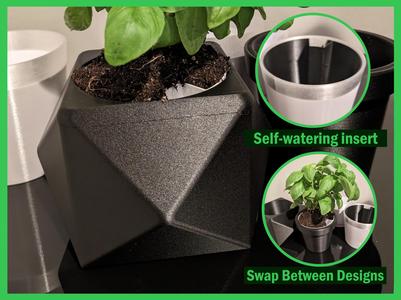 Planter Faceted Cube Self Water 4" 100mm