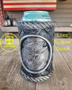 Woven Koozie with Fish Medallion
