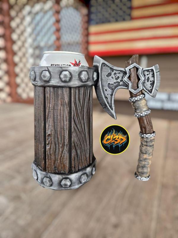 Pitted Fang Axe Can Koozie