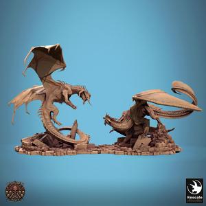 Diorama Chromatic Black Dragon VS Metallic Silver Dragon