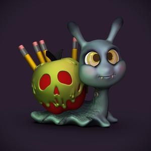 Apple Snail Pencil Holder- (Little Big Head Series)