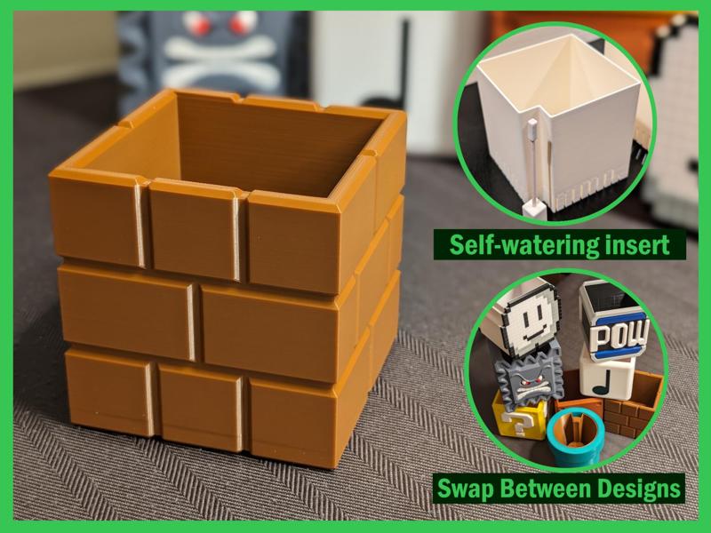 Super Mario Brick Block Box/Self-Watering Planter