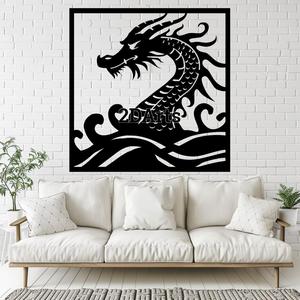 Dragon in Ocean 2D Wall Art/Window Art - Digital STL & SVG File for 3D Printing or Laser Cutting