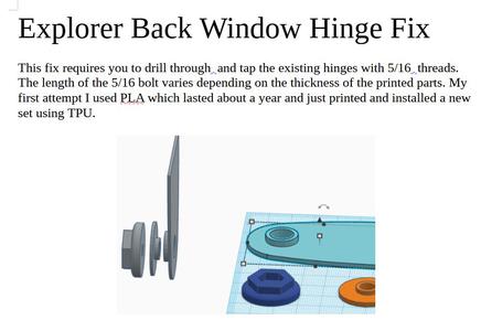 Ford Explorer Back Window Hinge Fix