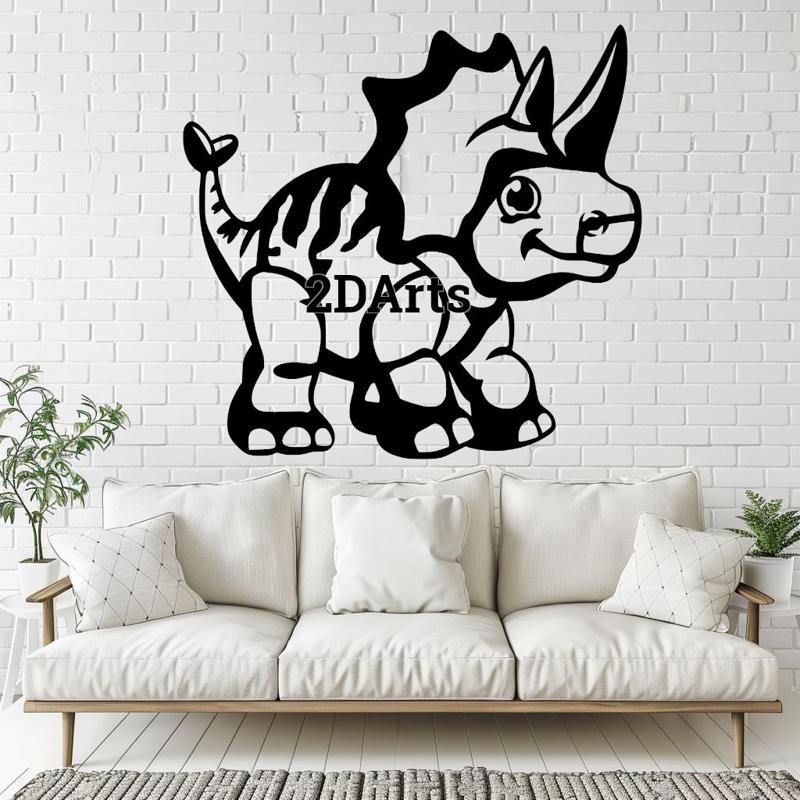 Baby Triceratops 2D Wall Art/Window Art STL & SVG File 3D Printing - Laser Cutting