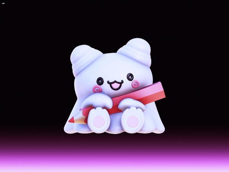 Hanamaruobake Chibi Ghost with Pencil - Sanrio Inspired 3D Print Model