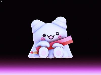 Hanamaruobake Chibi Ghost with Pencil - Sanrio Inspired 3D Print Model