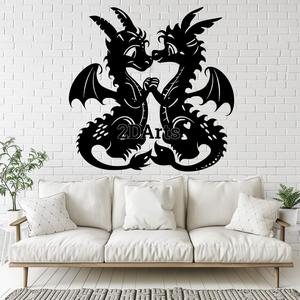 Dragon Couple 2D Wall Art/Window Art - Digital STL & SVG File for 3D Printing or Laser Cutting