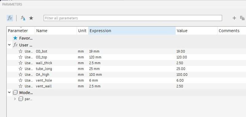 Parameterized F360 Source for Vented Funnel