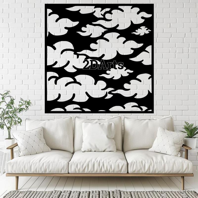 Clouds 2D Wall Art/Window Art - Digital STL & SVG File for 3D Printing or Laser Cutting