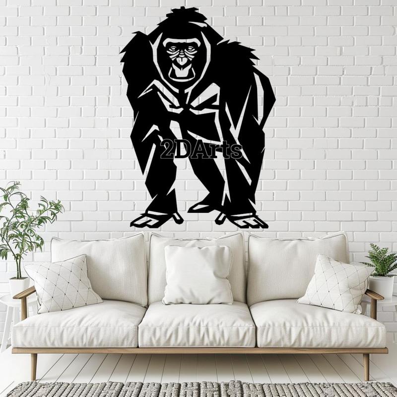 Low Poly Gorilla 2D Wall Art/Window Art - Digital STL & SVG File