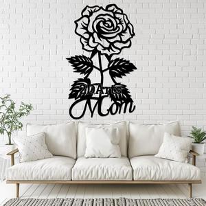 Rose with "Mom" Writing 2D Wall Art/Window Art