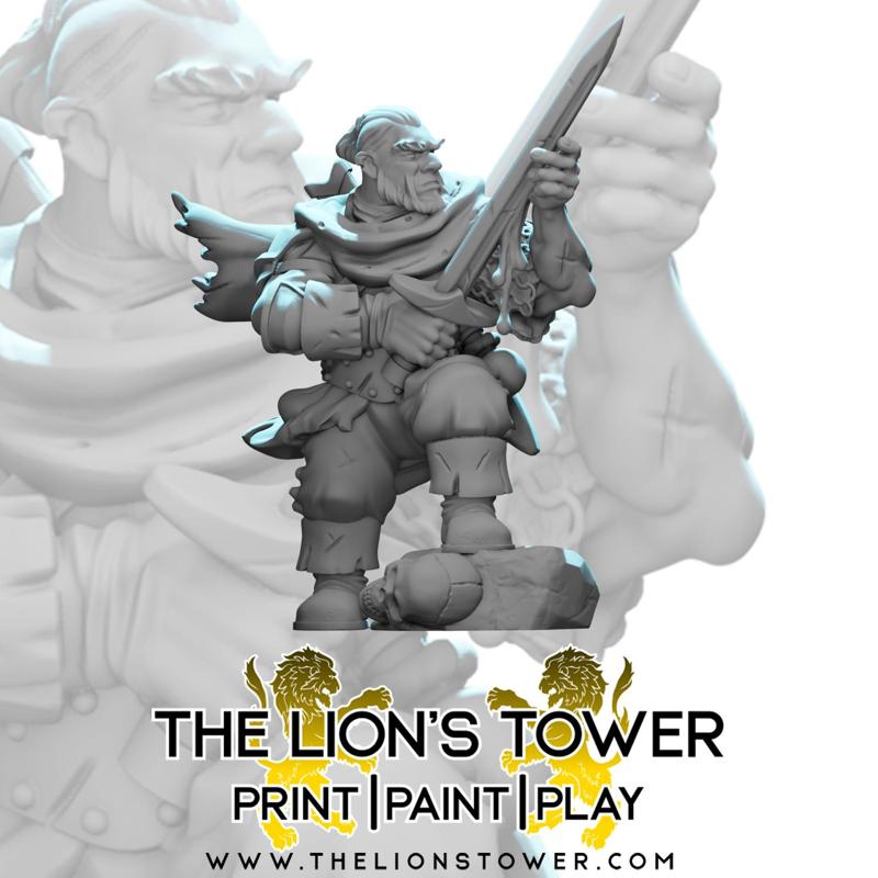 Dwarf Blood Hunter- 32mm scale miniature with supports