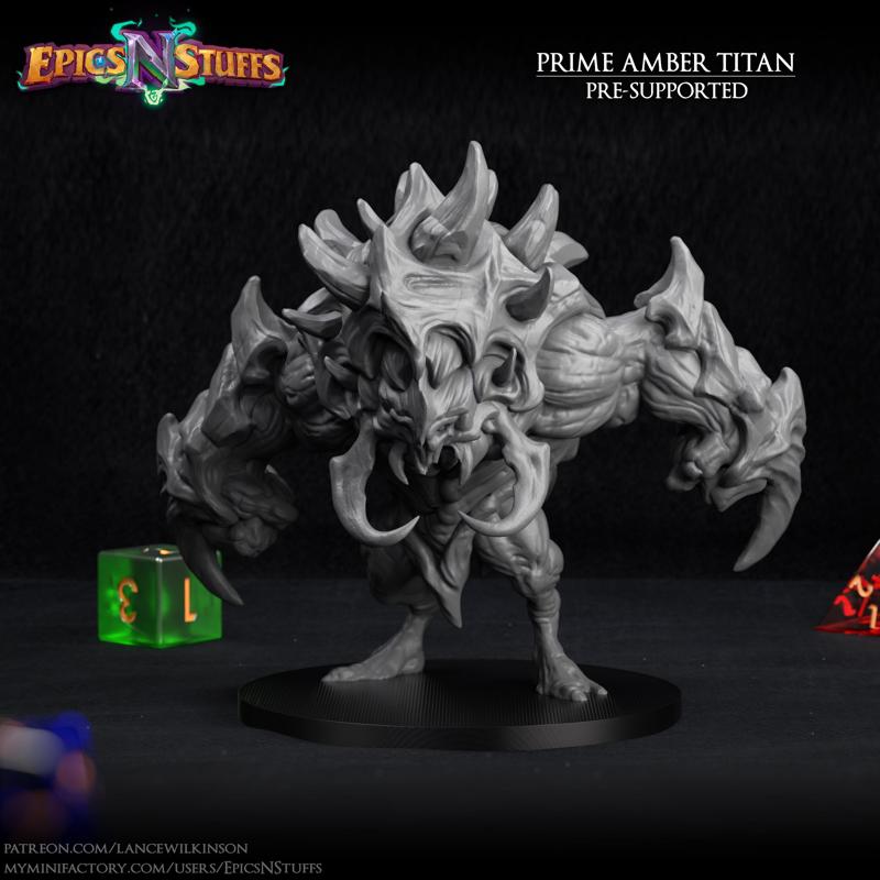Prime Amber Titan Miniature - pre-supported