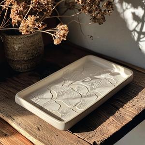 Nature Lines Tray — Elegant Ginkgo Leaf Decorative Tray | Modern Organic Decor