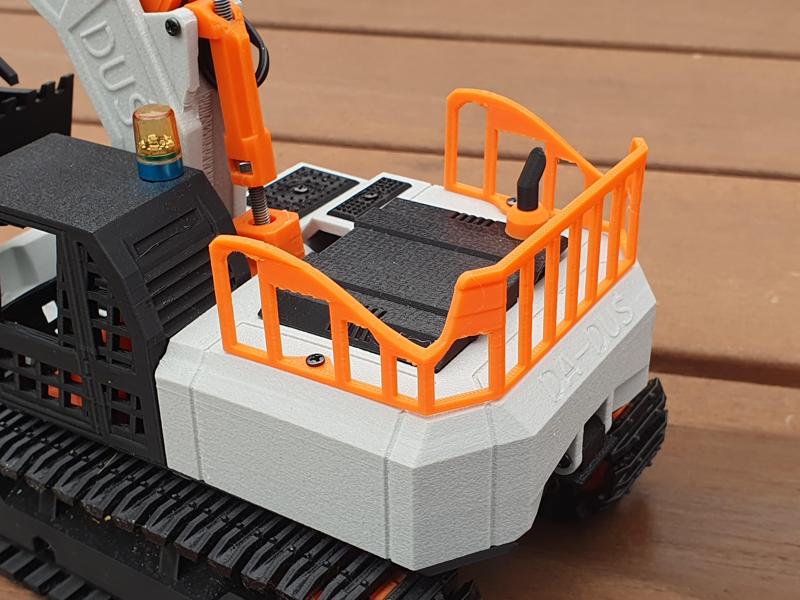 RC excavator guardrail to hold the PS3 controller