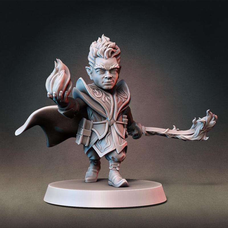 Gnome Warlock Type B w/ Modular Hands + Weapons (Presupported)