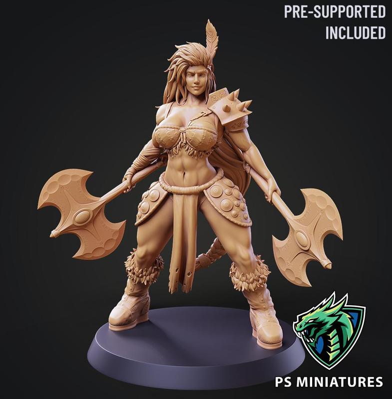 Barbarian Battlemaster Pose 4 - 2 Variants + Pinup