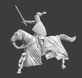 Medieval crusader charging - flying ribbon